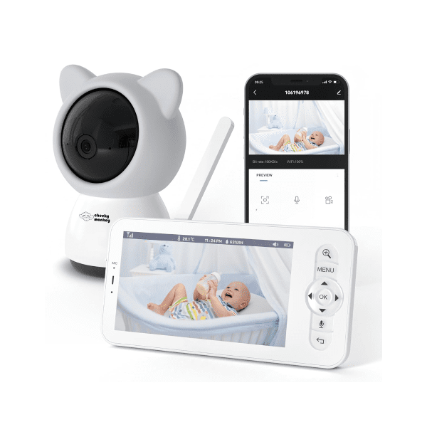 Cheeky Monkey 2K Super 5 Smart Baby Camera with Monitor